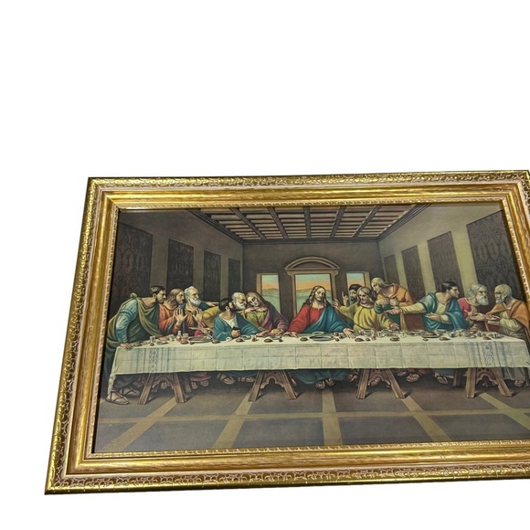 Vtg Last Supper Licensed Enhanced Print Illinois Moulding USA 22.5x14.5” Framed - Picture 2 of 11